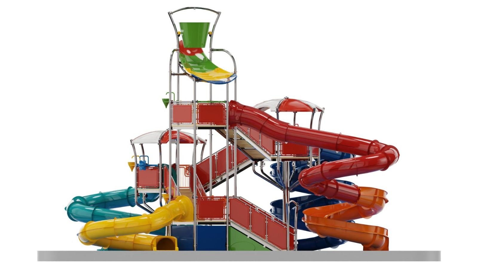 aquatic slide, slide, multi slide, slide tower